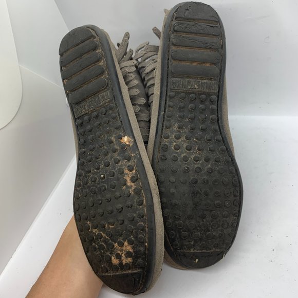 Minnetonka double fringe zip leather boot grey 7 - Picture 8 of 10